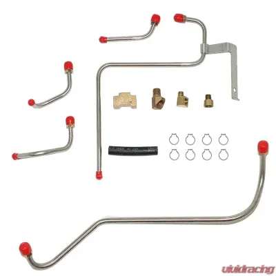 Fine Lines Pump to Carburetor Fuel Line For 67 Mopar B-Body 426 Hemi Dual Carbs 5 Line Kit Bracket and Tee Stainless - RPC6702SS
