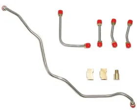 Fine Lines Pump to Carburetor Fuel Line For 67 Chevrolet Corvette 427CID 400/435 HP 3x2 BBL Holley 5 Lines and 2 Brass Tee Fittings Steel