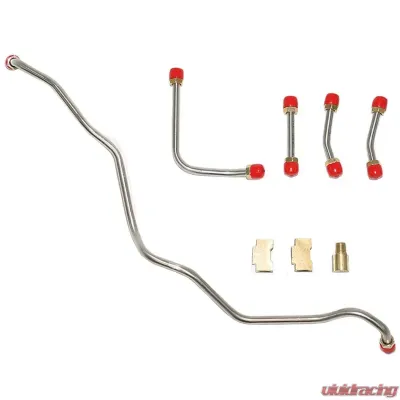 Fine Lines Pump to Carburetor Fuel Line For 67 Chevrolet Corvette 427CID 400/435 HP 3x2 BBL Holley 5 Lines and 2 Brass Tee Fittings Stainless - VPC6724SS