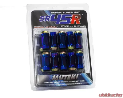 Muteki SR45R Burned Blue 45mm M12x1.25 Open End 20 piece Lug Nut Set - 32935UN