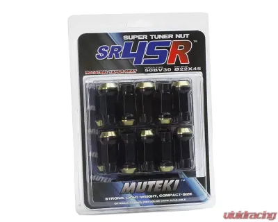 Muteki SR45R Black 45mm M12x1.5 Open End 20 piece Lug Nut Set - 32936B