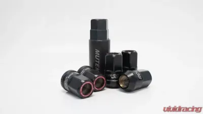 Muteki HR38 12x1.25 Black Chrome w/ Yellow Ring Open End Lug Kit - HR3805BY