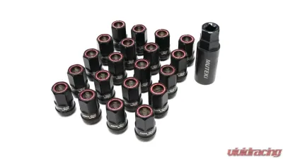 Muteki HR38 12x1.50 Titanium Chrome w/ Red Ring Open End Lug Kit - HR3806TR