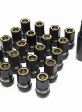 Muteki HR38 12x1.25 Black Chrome w/ Yellow Ring Open End Lug Kit                                     - HR3805BY - Image 4