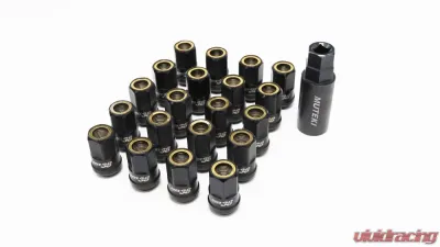 Muteki HR38 12x1.25 Black Chrome w/ Yellow Ring Open End Lug Kit - HR3805BY