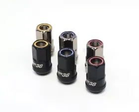 Muteki HR38 12x1.25 Black Chrome w/ Blue Ring Open End Lug Kit