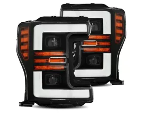 AlphaRex USA PRO-Series Halogen Projector Headlights Black for Ford Super Duty 2017-2019