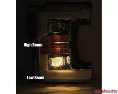 AlphaRex USA PRO-Series Halogen Projector Headlights Chrome for 2017-2019 Ford Super Duty - 8801071