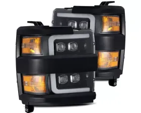 NOVA-Series LED Projector Headlights Jet Black w/ Black Grill Insert Chevrolet Silverado 2500 | 3500 2015-2019 AlphaRex USA