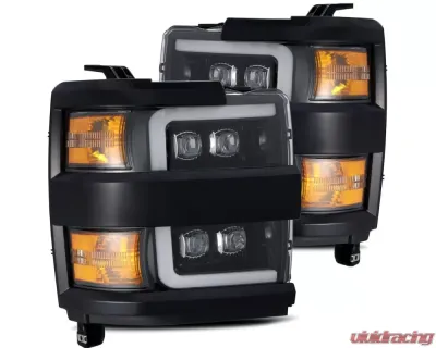 NOVA-Series LED Projector Headlights Jet Black w/ Black Grill Insert Chevrolet Silverado 2500 | 3500 2015-2019 AlphaRex USA - 880217