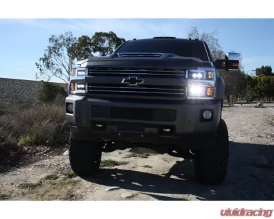 NOVA-Series LED Projector Headlights Jet Black w/ Black Grill Insert Chevrolet Silverado 2500 | 3500 2015-2019 AlphaRex USA - 880217