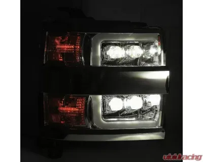 NOVA-Series LED Projector Headlights Jet Black w/ Black Grill Insert Chevrolet Silverado 2500 | 3500 2015-2019 AlphaRex USA - 880217
