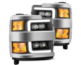 NOVA-Series LED Projector Headlights Black w/ Chrome Grill Insert Chevrolet Silverado 2500 | 3500 2015-2019 AlphaRex USA