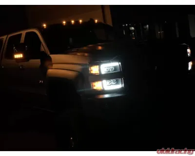 NOVA-Series LED Projector Headlights Black w/ Chrome Grill Insert Chevrolet Silverado 2500 | 3500 2015-2019 AlphaRex USA - 880218