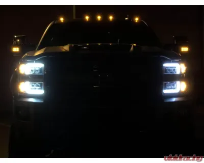 NOVA-Series LED Projector Headlights Black w/ Chrome Grill Insert Chevrolet Silverado 2500 | 3500 2015-2019 AlphaRex USA - 880218