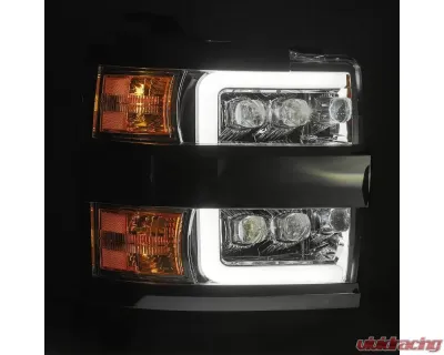 NOVA-Series LED Projector Headlights Black w/ Chrome Grill Insert Chevrolet Silverado 2500 | 3500 2015-2019 AlphaRex USA - 880218