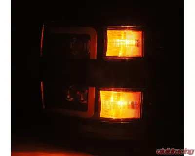 NOVA-Series LED Projector Headlights Black w/ Chrome Grill Insert Chevrolet Silverado 2500 | 3500 2015-2019 AlphaRex USA - 880218