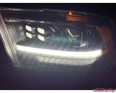 LUXX-Series LED Projector Headlights Black Dodge Ram 2009-2018 AlphaRex USA - 880522