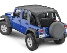 MasterTop Jeep JK Mesh Bimini Top ShadeMaker Plus For 2007-2018 Wrangler JK 4 Door Black
