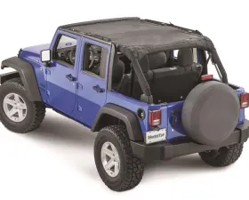 MasterTop Jeep JK ShadeMaker Freedom Mesh Bimini Top Plus For 2007-2018 Wrangler JK 4 Door Black