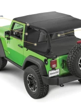 MasterTop Jeep JK Combo For Soft Top Equipped Cable Style Bimini Top For 2007-2009 Wrangler JK 2 Door w/s Header WindStopper Plus and Tonneau                                     - 14810324 - Image 2