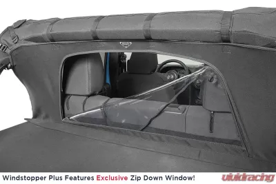 MasterTop Jeep JK Combo For Soft Top Equipped Cable Style Bimini Top Plus 2007-2009 Wrangler JK 4 Door w/s Header Includes Conversion Kit WindStopper Plus and Tonneau MasterTwill - 14810424