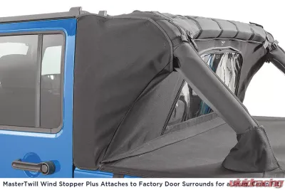 MasterTop Jeep JK Combo For Soft Top Equipped Cable Style Bimini Top Plus 2007-2009 Wrangler JK 4 Door w/s Header Includes Conversion Kit WindStopper Plus and Tonneau MasterTwill - 14810424