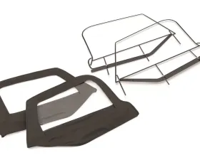 MasterTop Jeep Fabric Replacement Upper Door Skins & Frame For 1997-2006 Wrangler TJ Black Master Twill Pair