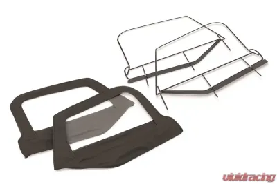 MasterTop Jeep Fabric Replacement Upper Door Skins & Frame For 1997-2006 Wrangler TJ Black Master Twill Pair - 16029224