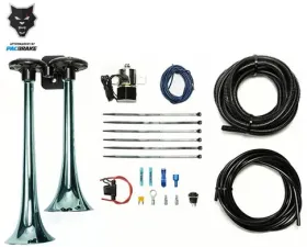 Pacbrake Basic Dual Air Horn Kit For Onboard Air Cast Zinc Alloy/Stainless Steel Chrome Finish
