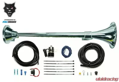 Pacbrake Basic Large Single Air Horn Kit For Onboard Air Cast Zinc Alloy/Stainless Steel Chrome Finish - HP10234
