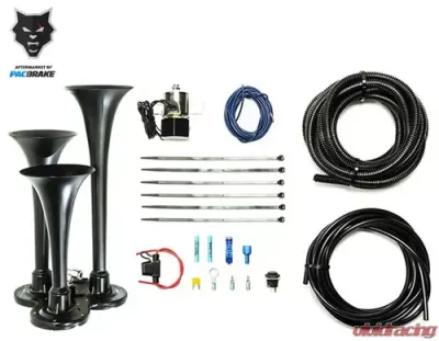 Pacbrake Basic Trio Air Horn Kit For Onboard Air Cast Zinc Alloy/Stainless Steel Chrome Finish - HP10235