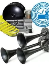 Pacbrake Premium Trio Air Horn Kit W/Air Horn Kit (HP10235) And Onboard Air Kit (HP10163)Matte Black                                     - HP10237 - Image 2