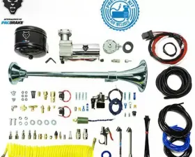 Pacbrake Premium Large Single Air Horn Kit W/Air Horn Kit (HP10234) And Onboard Air Kit (HP10163)