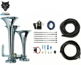 Pacbrake Basic Triple Train Horn Kit For Onboard Air Cast Zinc Alloy/Stainless Steel Chrome Finish