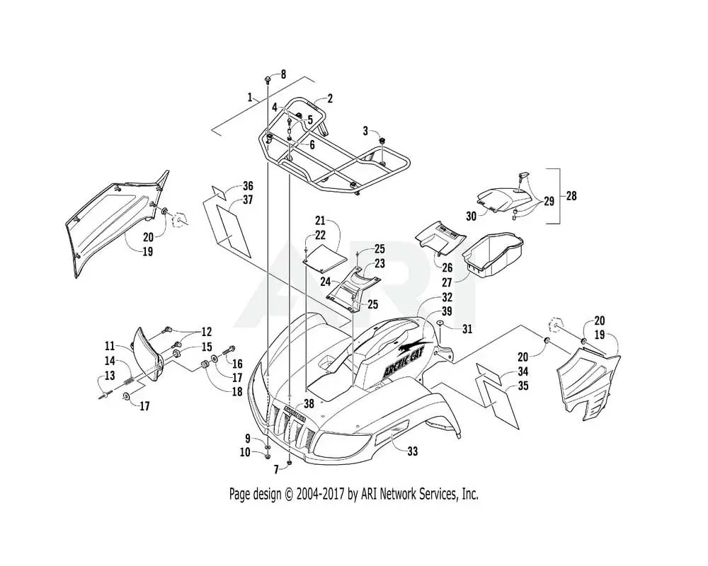 Arctic Cat OEM Fender Front Black Assembly | (Inc. 33 37) CLEARANCE - 4506-292