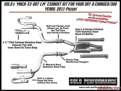 Solo Performance Mach-X3-SRT-LM Catback Exhaust Kit Dodge Charger SRT 2011-2014 - 991113SL