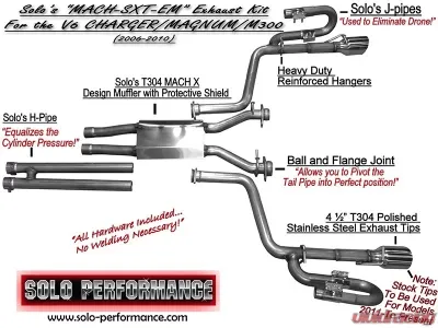 Solo Performance Mach-SXT-EM Catback Exhaust Kit Dodge Charger V6 2006-2010 - 991117SL