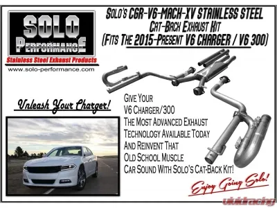 Solo Performance Mach-V6-XV Catback Exhaust Kit Dodge Charger V6 2015-2018 - 991125SL
