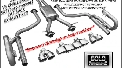 Solo Performance Mach-XV-V6-CH Catback Exhaust Kit w/ Dual Round Tips Dodge Challenger V6 2015-2018                                     - 991163SL - Image 2