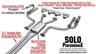 Solo Performance Mach-XV-V6-CH Catback Exhaust Kit w/ Dual Round Tips Dodge Challenger V6 2015-2018                                     - 991163SL - Image 3