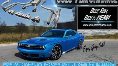 Solo Performance Mach-XV-V6-CH Catback Exhaust Kit w/ Dual Round Tips Dodge Challenger V6 2015-2018                                     - 991163SL - Image 8