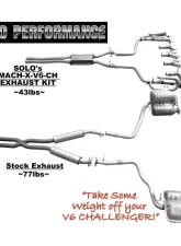 Solo Performance Mach-X-V6-CH Catback Exhaust Kit w/ Round Tips Dodge Challenger V6 2009-2014                                     - 991166SL - Image 3