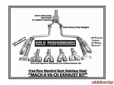 Solo Performance Mach-X-V6-CH Catback Exhaust Kit w/ Round Tips Dodge Challenger V6 2009-2014 - 991166SL