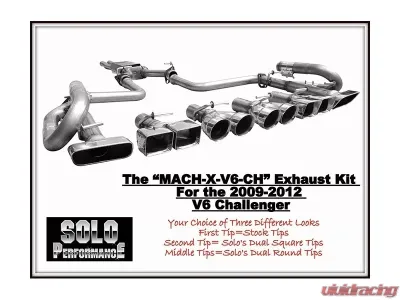 Solo Performance Mach-X-V6-CH Catback Exhaust Kit w/ Round Tips Dodge Challenger V6 2009-2014 - 991166SL