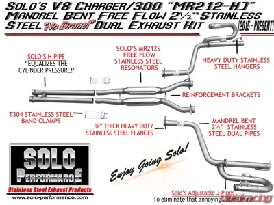 Solo Performance MR212-HJ Catback Exhaust Kit Dodge Charger RT 2015-2018 - 991190SL