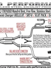 Solo Performance Mach-X3-SRT-EM Catback Exhaust Kit w/ Polished Tips Dodge Charger SRT 2015-2018                                     - 991195SL - Image 2