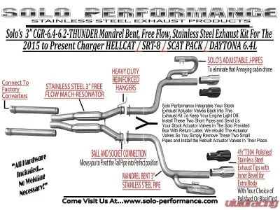 Solo Performance Mach-X3-SRT-EM Catback Exhaust Kit w/ Polished Tips Dodge Charger SRT 2015-2018 - 991195SL