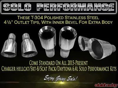 Solo Performance Mach-X3-SRT-EM Catback Exhaust Kit w/ Polished Tips Dodge Charger SRT 2015-2018 - 991195SL