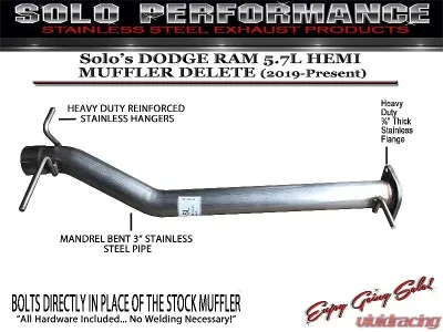 Solo Performance Muffler Delete Ram 1500 5.7L 2019-2020 - 991902SL